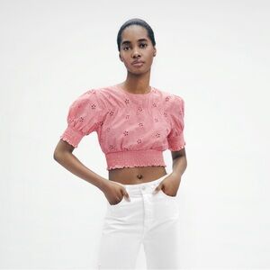 Zara Embroidered Crop Blouse